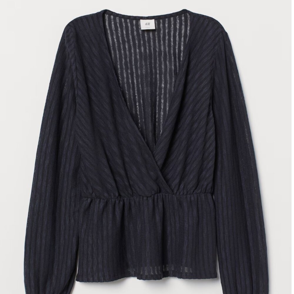 H&M Black Wrapover Top – Size XL